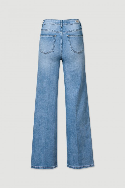 Wide leg jeans em algodão