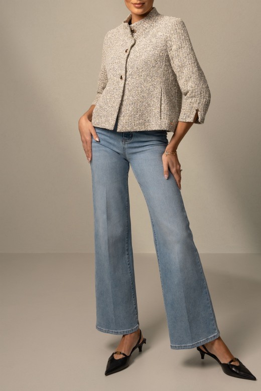 Wide leg jeans em algodão