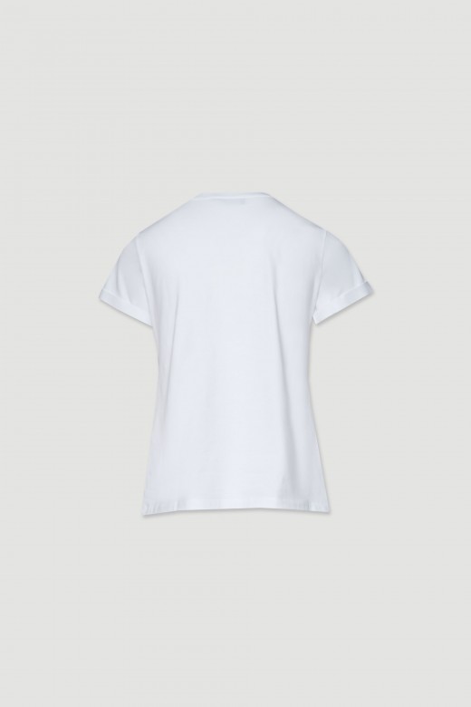 T-shirt de algodão com aplicação na frente