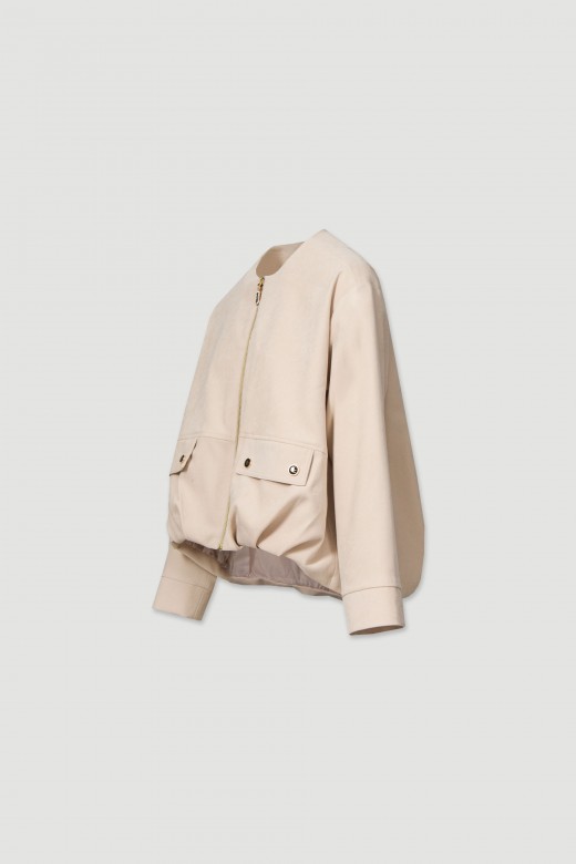 Asymmetrical velvet twill coat