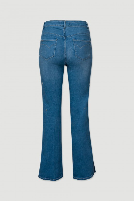 Wide leg jeans with side slits