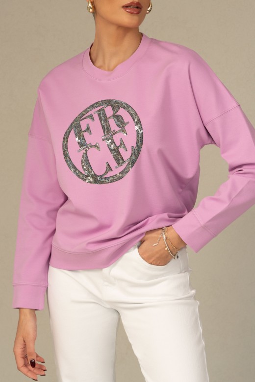 Sweater with sequined logo detail