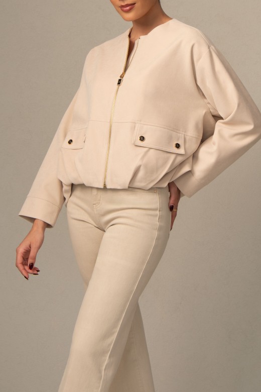 Asymmetrical velvet twill coat