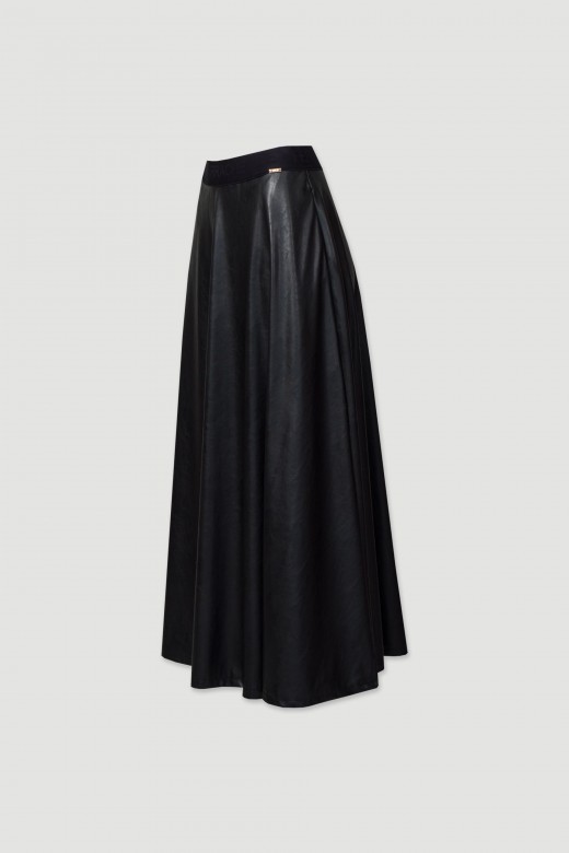 A-line skirt in faux leather fabric