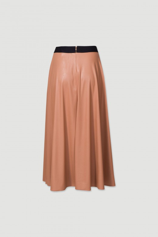 A-line skirt in faux leather fabric