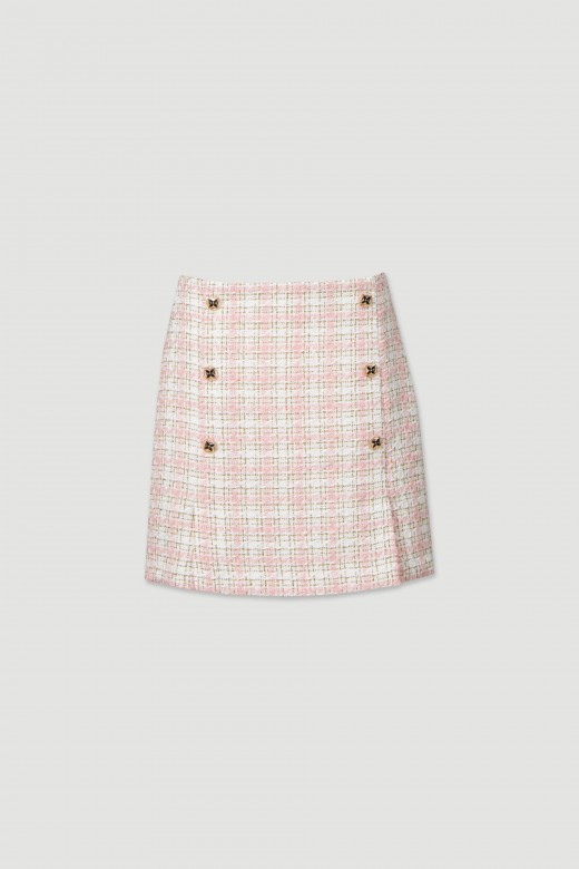 Tweed skirt with lurex thread details