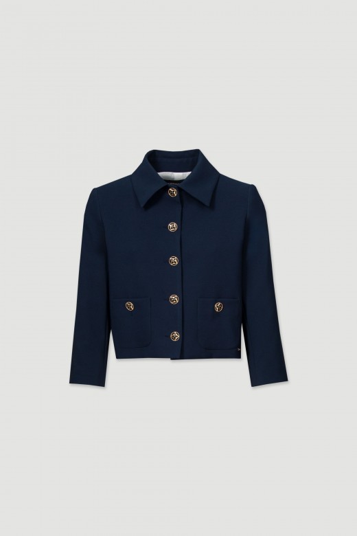 Cropped blazer with gold buttons