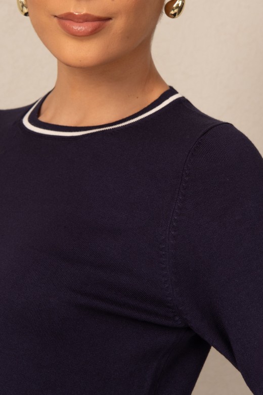 Basic knit sweater with stripe detail