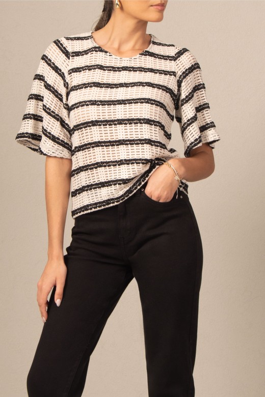 Striped lace top
