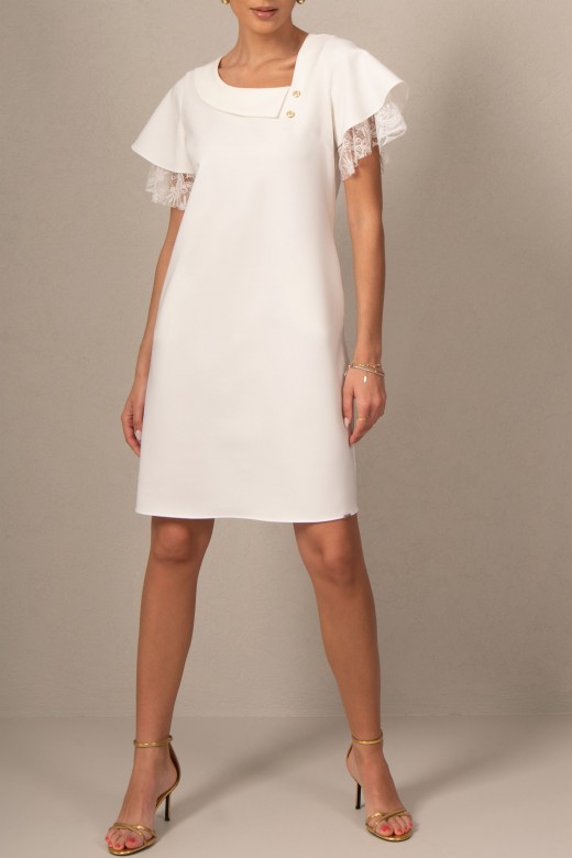 Dress with lace detail on the sleeve
