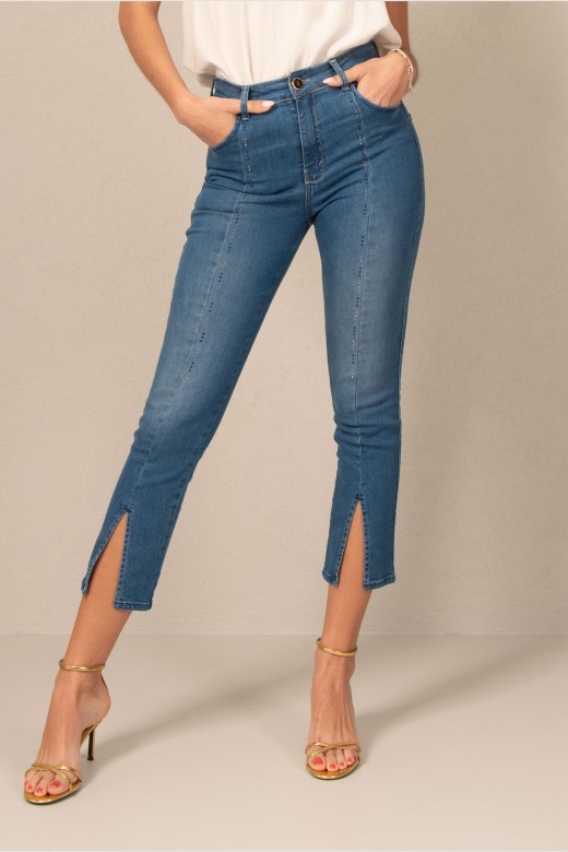 Jeans with shiny embellishments on the front