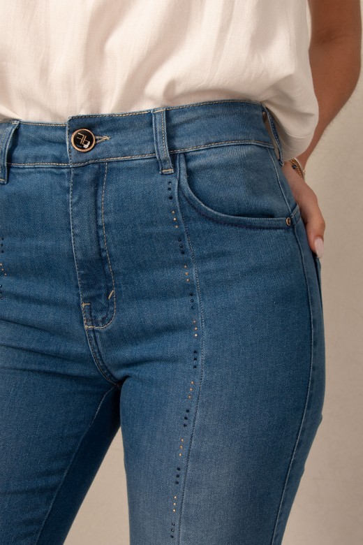 Jeans with shiny embellishments on the front