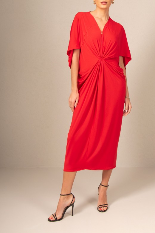 Midi dress with ruching at the front