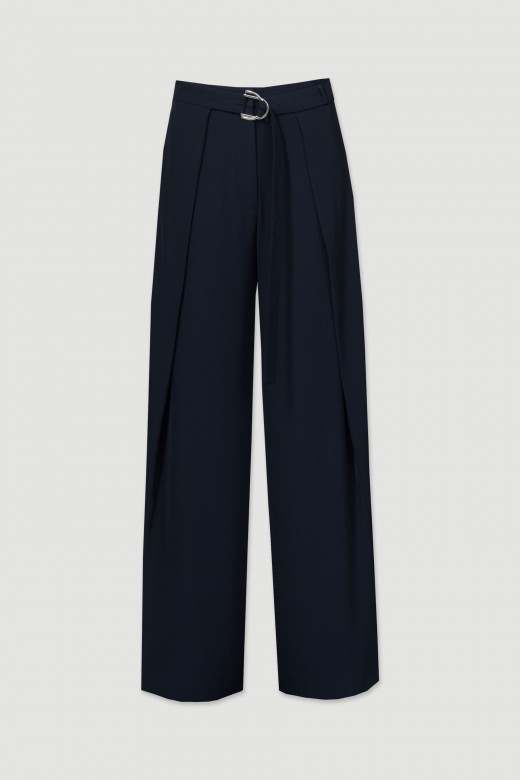 Wide leg pants with double fabric