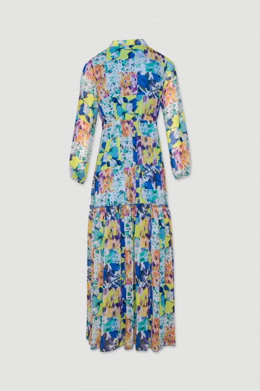 Floral pattern dress with adjustable waist