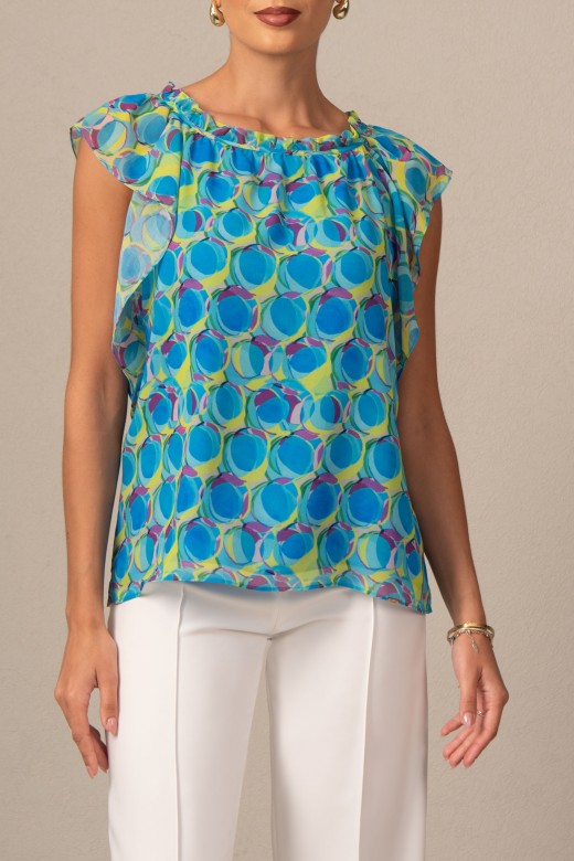 Printed top with ruffle detail
