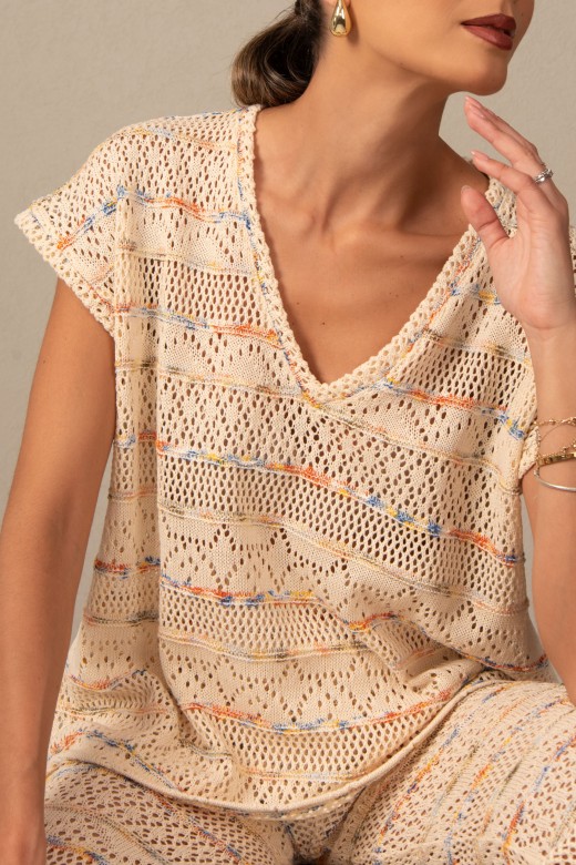 Perforated knit tunic
