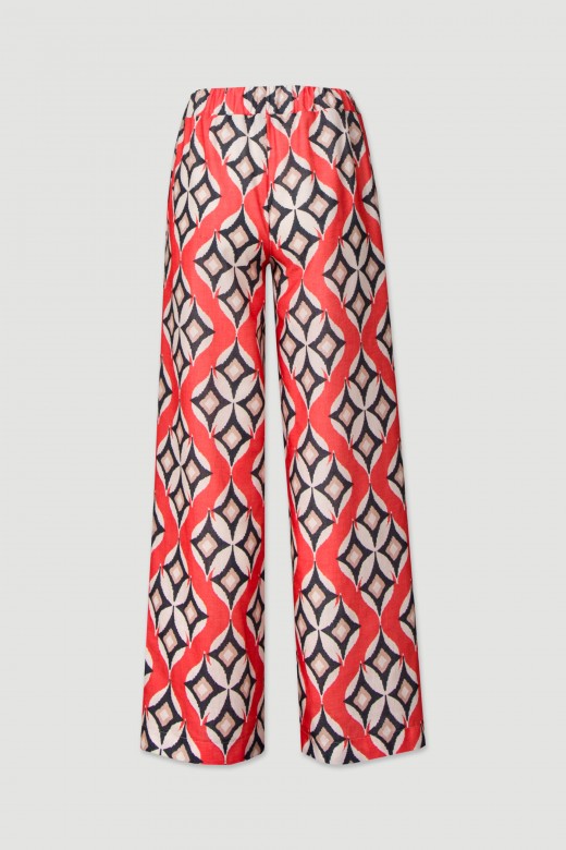 Wide-leg pants with geometric pattern