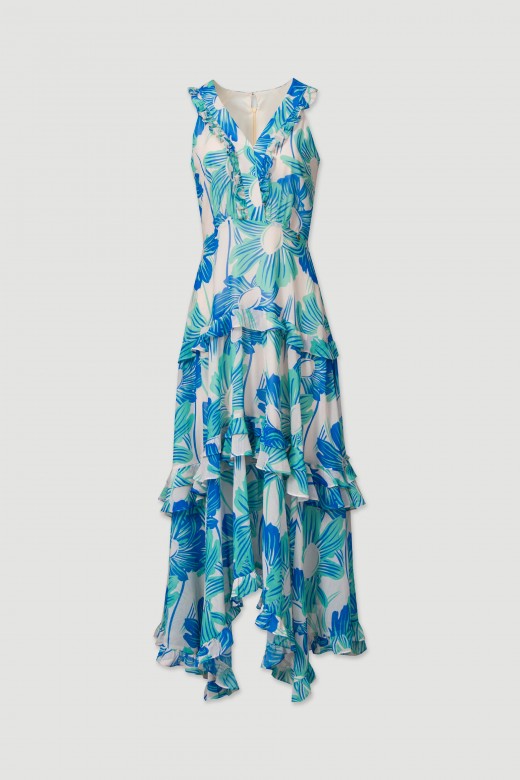 Printed dress with ruffle detailing