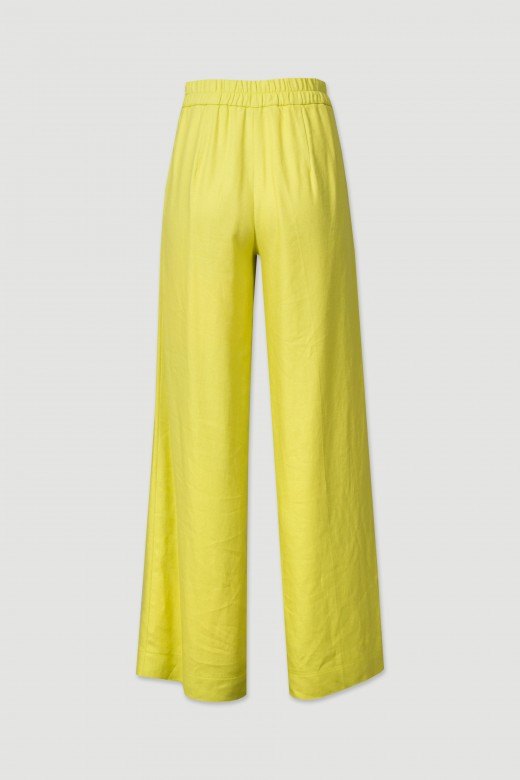 Wide-leg linen pants with front pleats