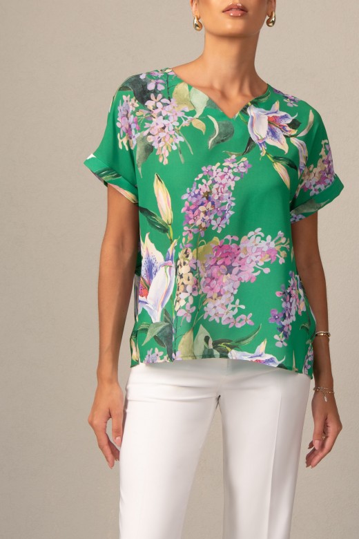 Printed tunic with v-neckline
