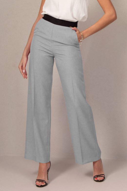 Wide-leg pants with elastic belt