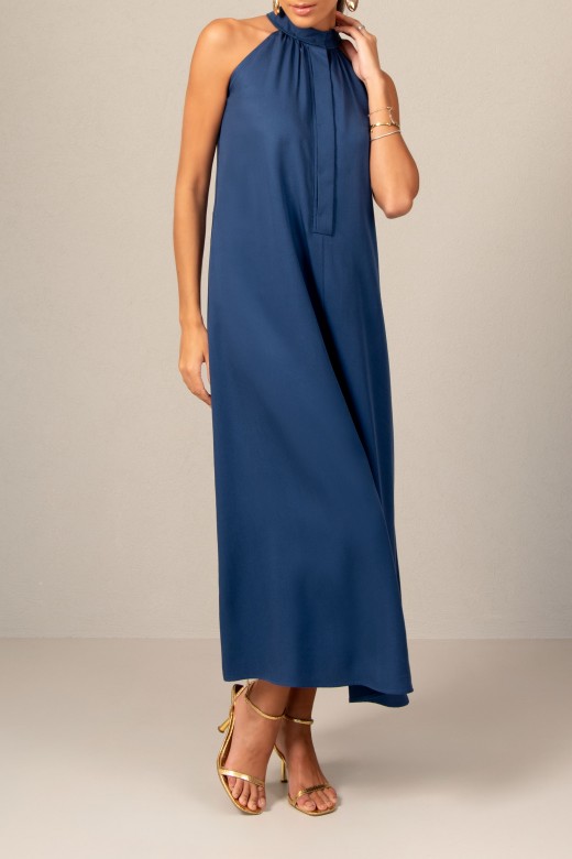 Midi dress with halter neckline