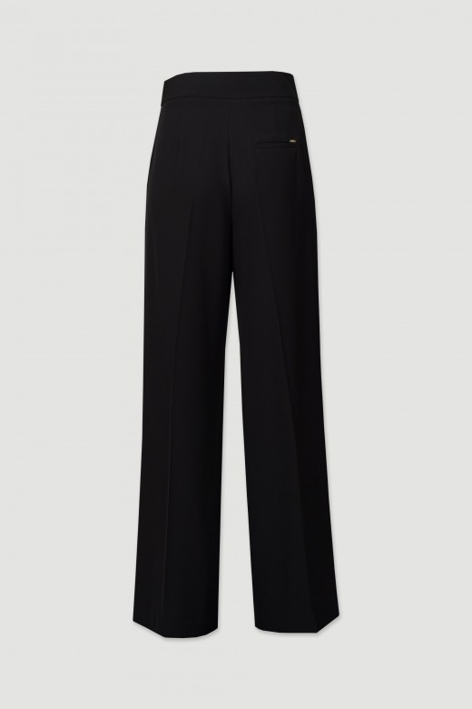 Wide-leg trousers with front crossover closure