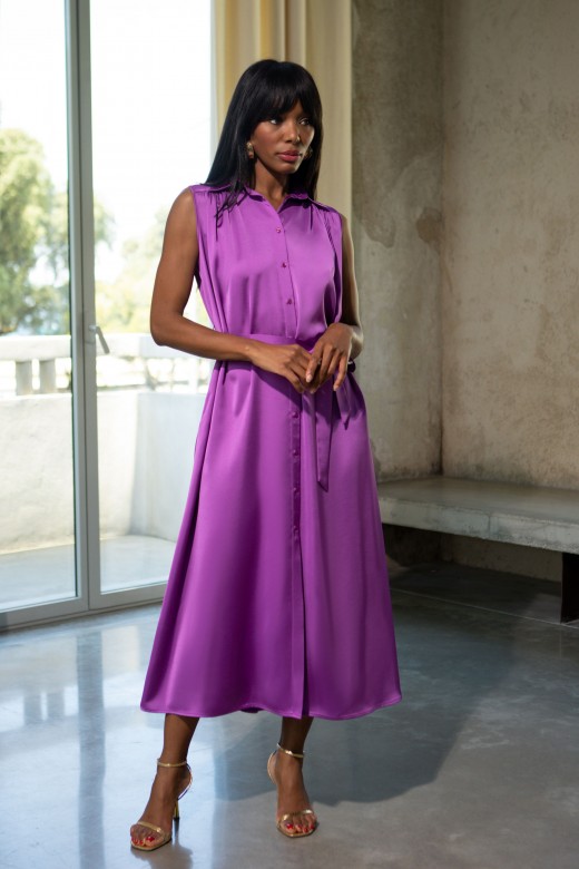 Robe midi en satin