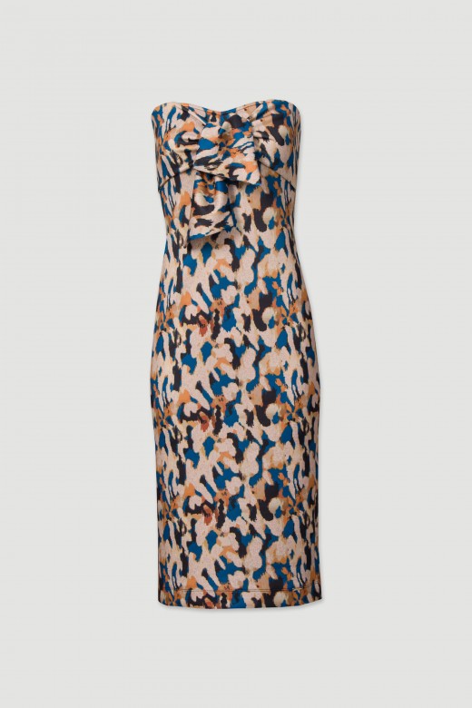 Printed strapless dress