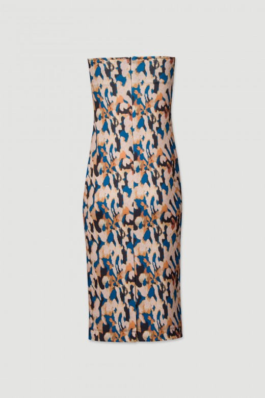 Printed strapless dress