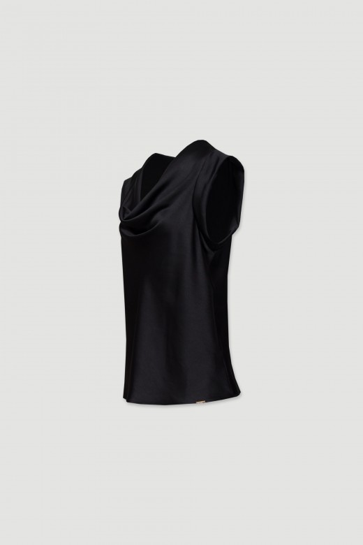 Satin tunic with draped neckline