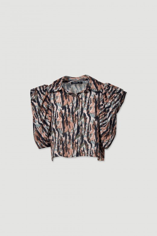 Blouse imprime avec manches  volants