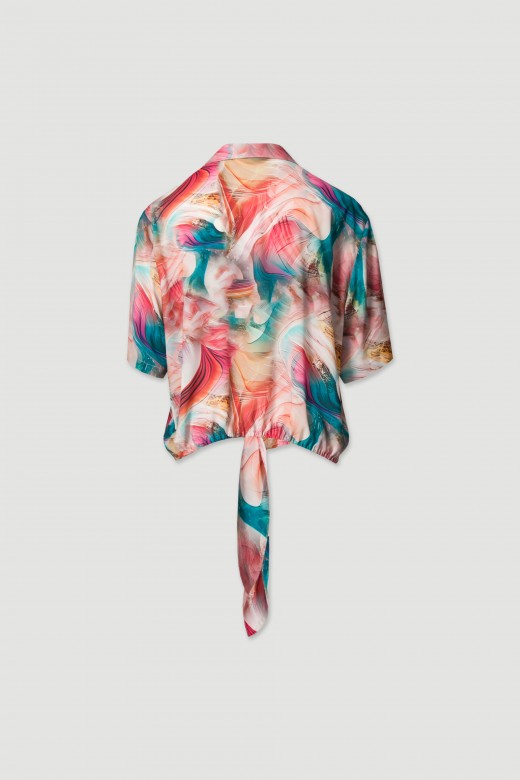 Printed blouse with front knot