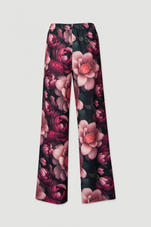 Printed pants with elastic belt