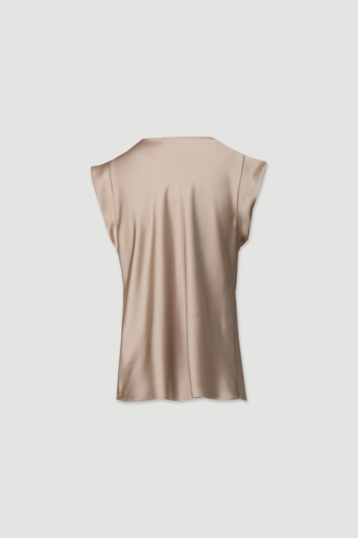 Satin tunic with draped neckline