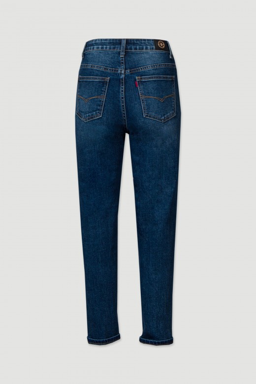 High-waisted straight-leg jeans