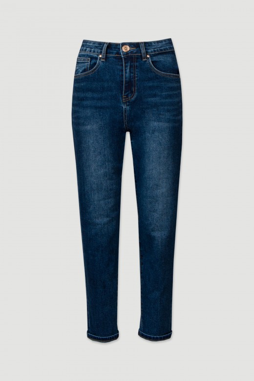 High-waisted straight-leg jeans