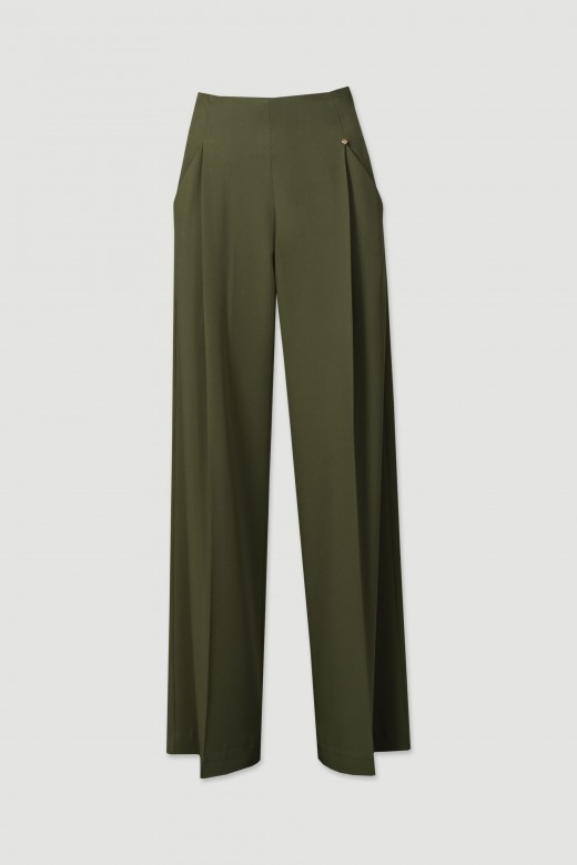 Palazzo pants with front pleats