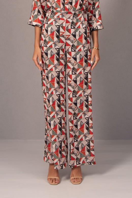 Wide-leg pants with geometric print