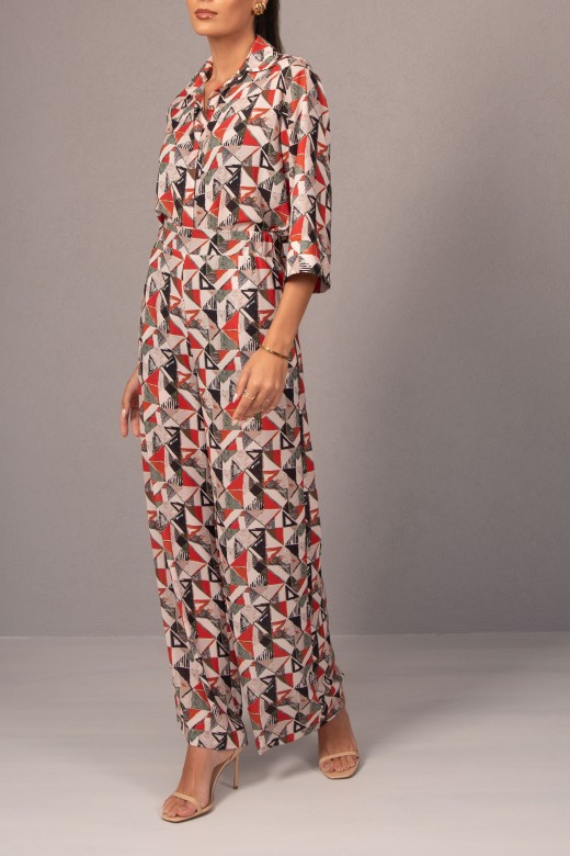 Wide-leg pants with geometric print