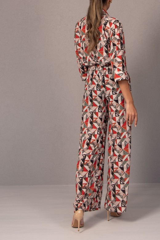 Wide-leg pants with geometric print