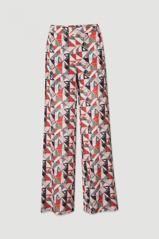 Wide-leg pants with geometric print