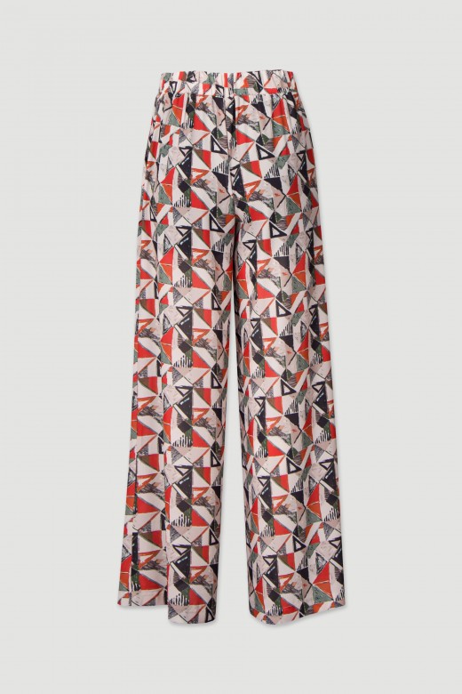 Pantalones palazzo con estampado geomtrico