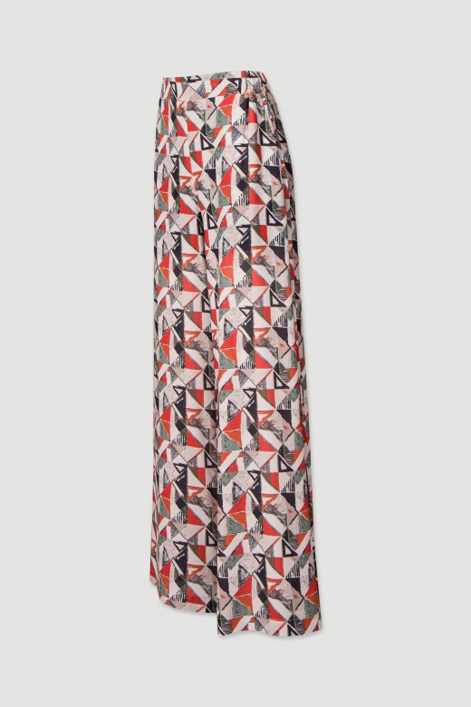 Wide-leg pants with geometric print