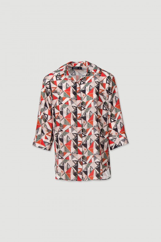 Blouse with geometric print