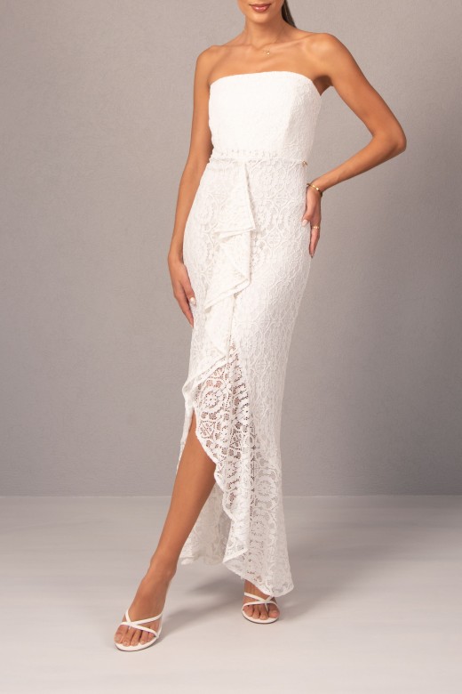 Long strapless lace dress