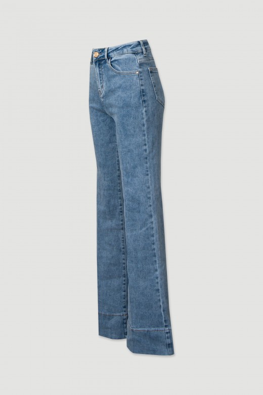 Wide-leg cotton jeans