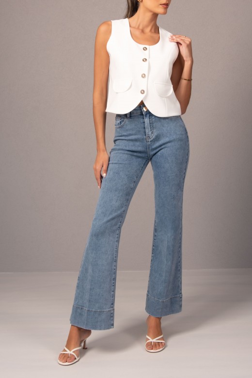 Wide-leg cotton jeans