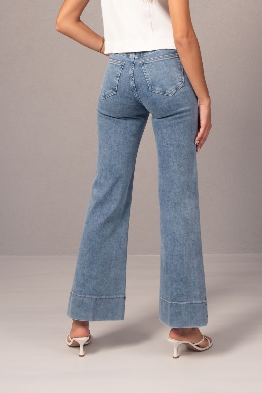 Jeans wide leg em algodo